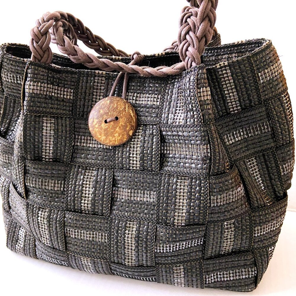 Alma Tonutti Handbag Tote Brown Woven New